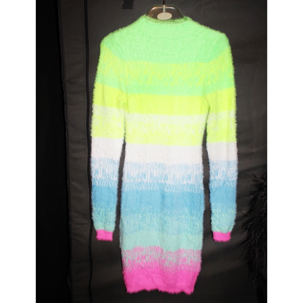 New Neon Striped Fuzzy Dress
